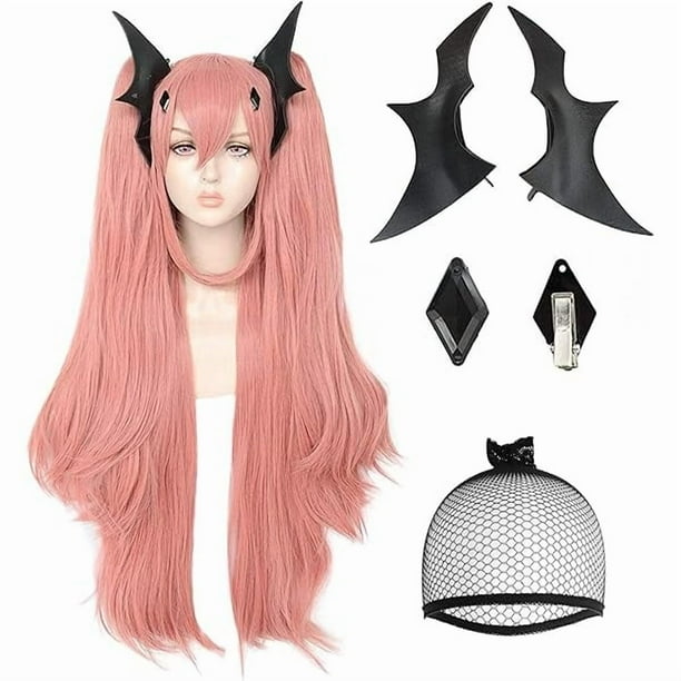 wonima44 JoneTing Pink Ponytail Wig 3Pcs【+Headwear+Hair Cap】 for Women Long Pinky Wavy Wig with Ponytails Pink Wigs with Accessories Peluca Rosa for Halloween Christmas Party Costume