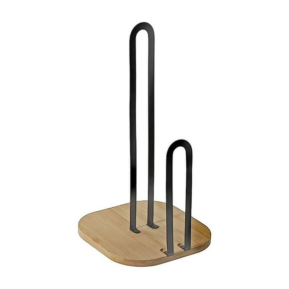 Metal Paper Towel Holder With Bamoo Bottom