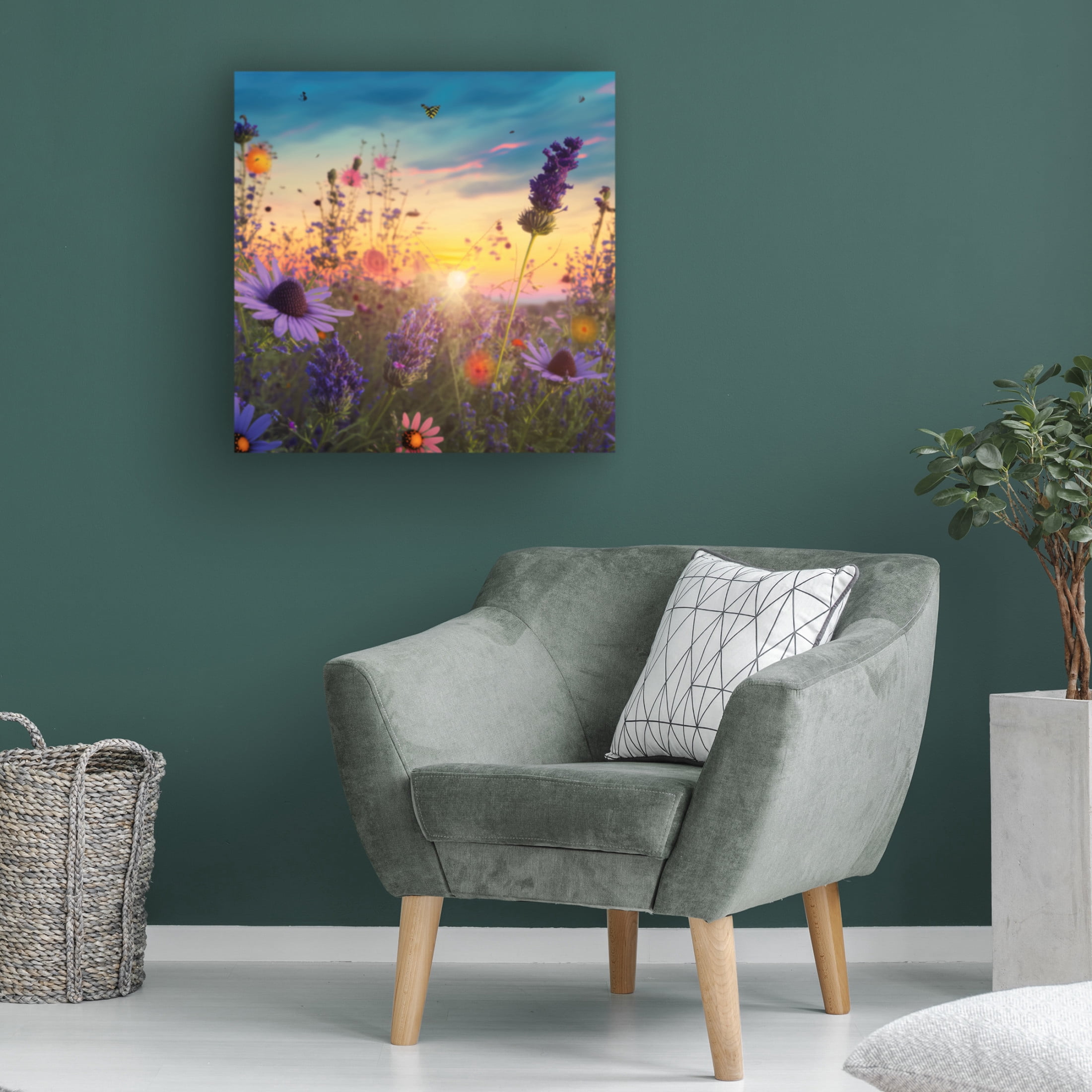 Canvas Wall Art - Ray Heere 'Flowering Fields 8' Wall Art for Living Room, Bedroom, or Office Décor by Trademark Fine Art - 35 x 35 Inches
