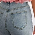 thumbnail image 4 of Hzzrkos Women Casual Fashion High Waist Slim Fit Distressed Flare Leg Denim Jeans Long Trousers for Everyday Wear Blue S, 4 of 6