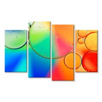 Elephant Stock Rainbow Oil In Water Wall Art - Horizontal Multi Panel Canvas - Living Room Wall Decor - Abstract Multi Panel - Blue And Orange Decor - 36" x 22"