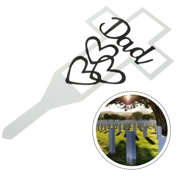 Worgeous  Cross Stake for Cemetery Grave Headstone Wreath Hanger Ornaments Dad Decorations Mother White