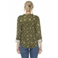 thumbnail image 3 of White Mark Women's Pleated 3/4 Sleeve Leaf Print Blouse, 3 of 5
