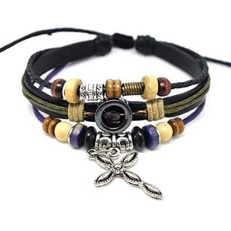 - Leather Cross Bracelet Christian Jesus Religious Jewelry