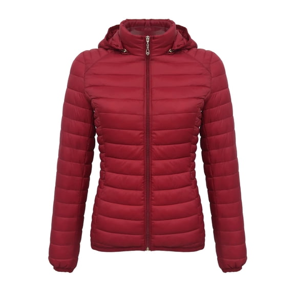 Lightweight Puffer Jacket for Womens Winter Warm Hooded Coats Casual Zip Up Down Quilted Coat with Pockets