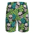 thumbnail image 6 of Kdxio Skull and Palm Leaves Pattern Mens Casual Shorts - Drawstring Summer Beach Sports Shorts for Men, 6 of 9