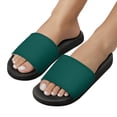 thumbnail image 5 of GZHJMY Stylish Slides for Women Men, Dark Green Solid Color Soft Flexible Slip-on Sandals Slippers, 5 of 7