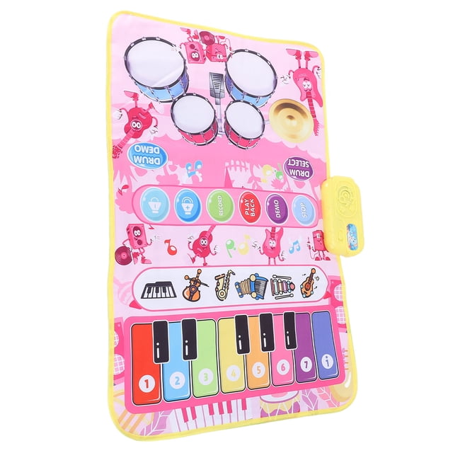 Floor Keyboard Dance Mat, Foldable Portable Touch Sensitive Keys Piano Music Mat for Early Education Pink