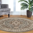 thumbnail image 6 of Superior Glendale Oriental Medallion Indoor Area Rug, 5' Round, Gray, 6 of 8