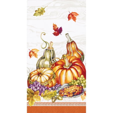Creative Converting Thanksgiving Cornucopia Paper 4" x 8" Dinner Napkins, 48 Count