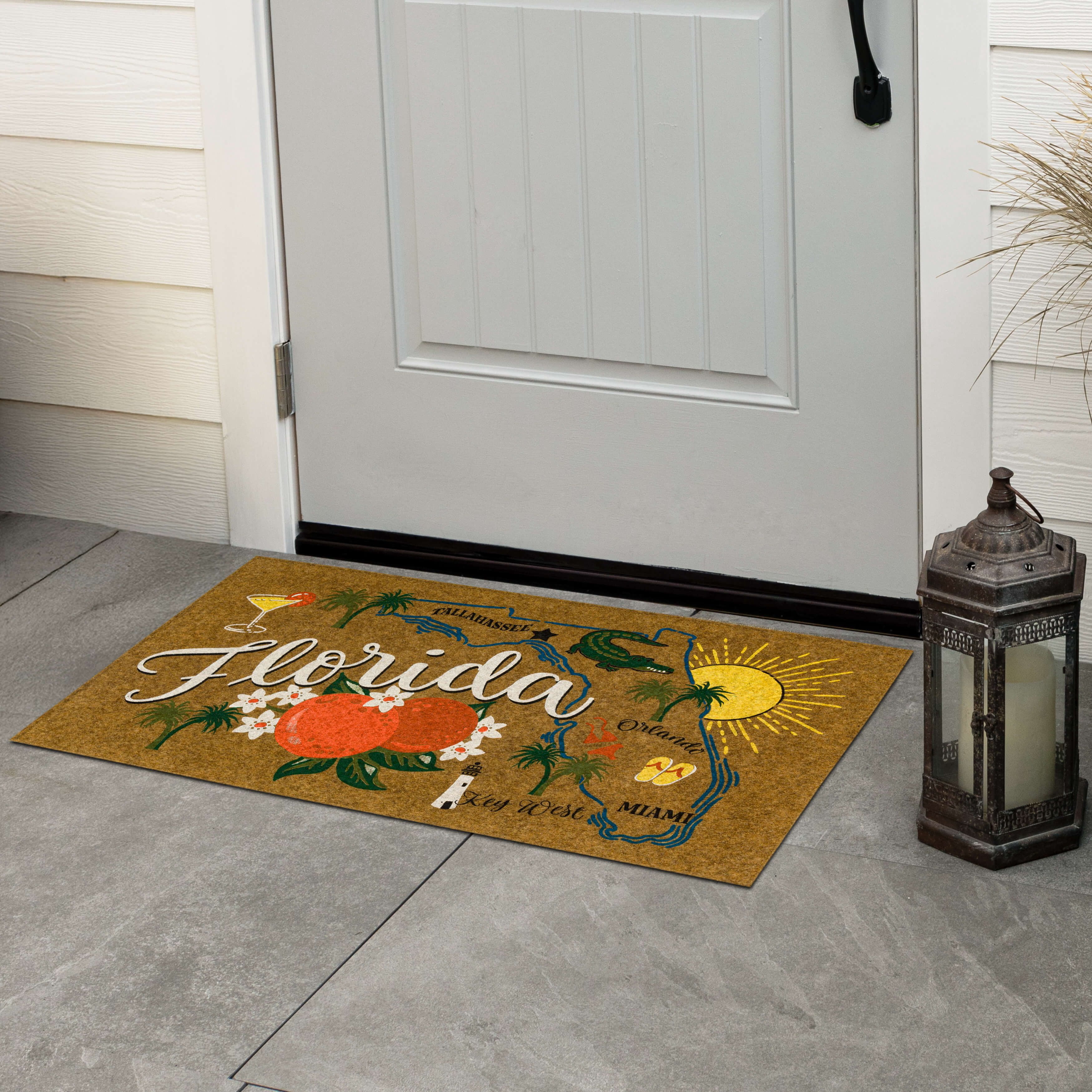 Mohawk Home Florida Indoor/Outdoor All Weather Polyester Rubber Backed Rectangle Doormat, Tan, 18" x 30"