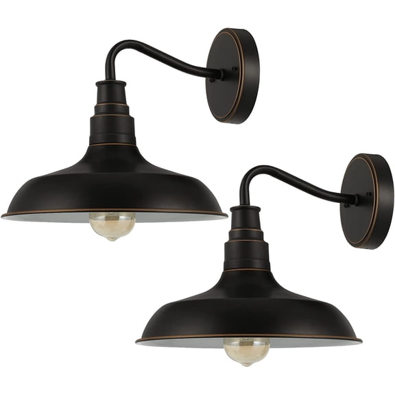 DEWENWILS Indoor/Outdoor Barn Light Smooth Bronze Finish 2-Light E26 Socket Wall Sconce (2 Count)