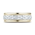 thumbnail image 2 of Benchmark� 14 kt Two Tone Gold 8mm Comfort Fit Round Edge Cross Hatch Patterned Wedding Band Ring, 2 of 7
