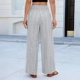 thumbnail image 4 of Women Striped Pants Loose Wide Leg Trousers Casual Low Waist Pants Comfy Lounge Pants with Pockets Gray L, 4 of 5