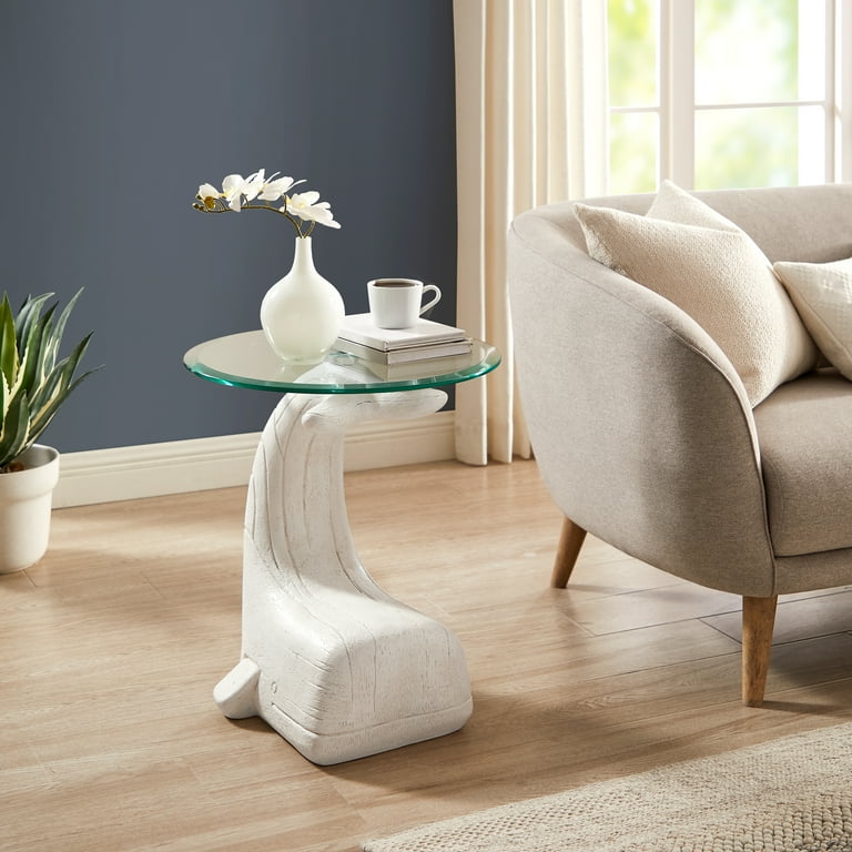 Driftwood end table 2024 with glass top