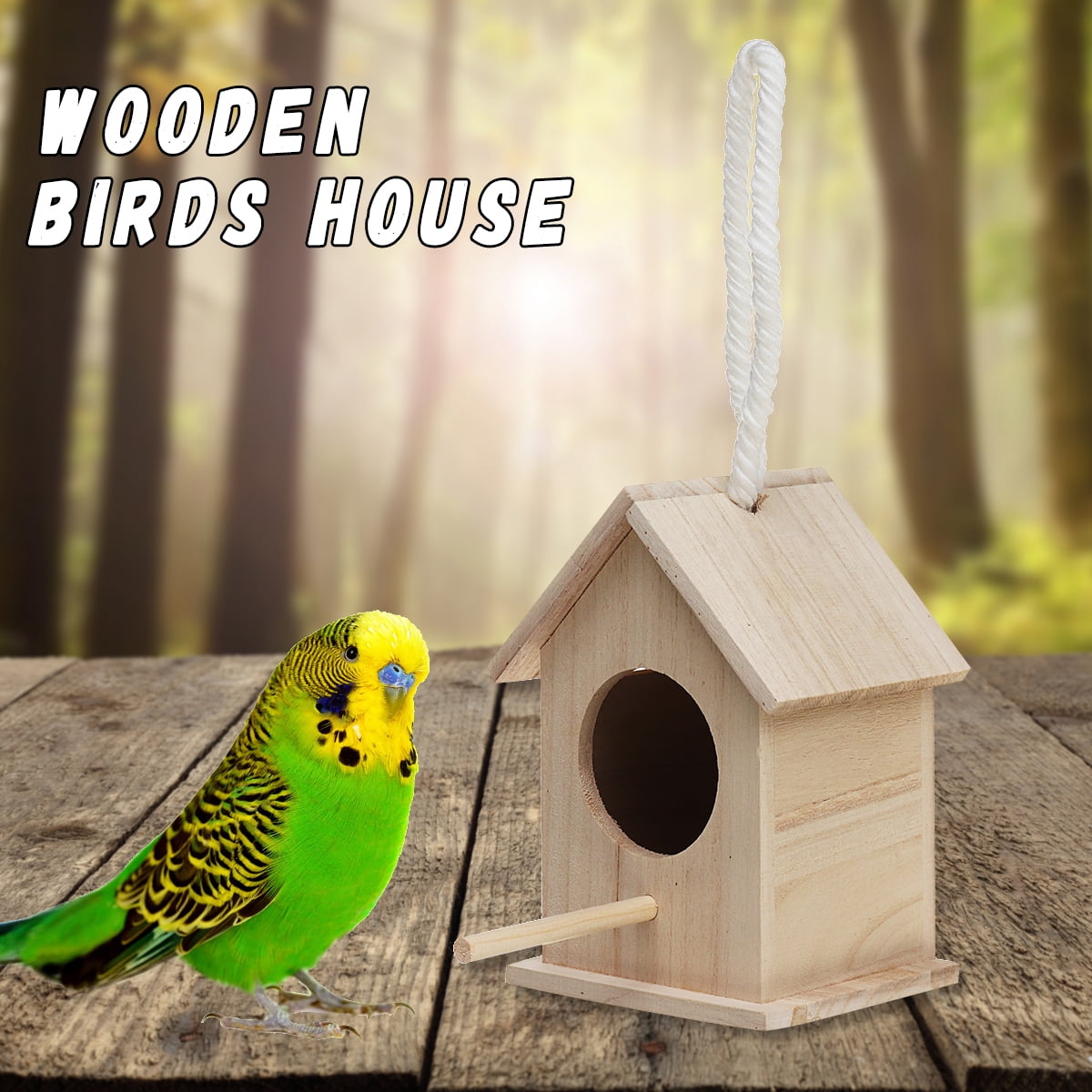 Wooden Bird House Feeder Wild Birds Nest Home Garden Nesting With