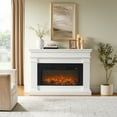 thumbnail image 2 of Bowery Hill 58.5" Modern Solid Wood Electric Fireplace in White, 2 of 11