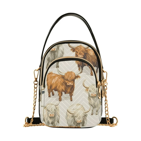joogoo Women Highland Cows Chain Crossbody Bags Shoulder Handbag Phone Purse