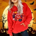 thumbnail image 2 of WERYOUNG Girls Boys Hoodies Cartoon Pumpkin Ghost Letter Printed Long Sleeve Pullover Hooded Halloween Sweatshirt With Pocket Toddler Casual Casual Outings Hoodie,Red,4-5 Years, 2 of 4