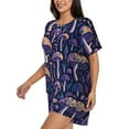 thumbnail image 2 of Bixox Women's Floral Hippie Mushrooms Printed Pajama Set 2 Piece Lounge Set Top and Shorts Soft Pajamas, Shorts with Pockets, 2 of 7