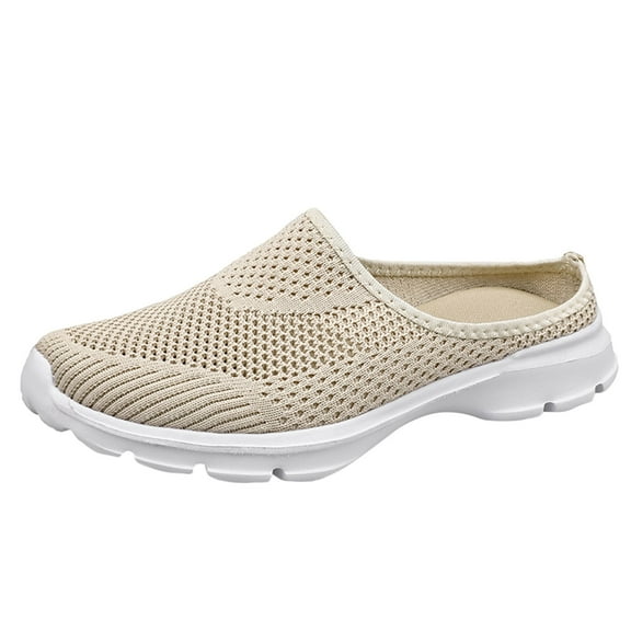 YLYL Women's Casual Slip on Half Shoes Breathable Arch Support Walking Mules Shoes Open Back Flats Non-Slip Sneakers
