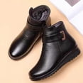 thumbnail image 3 of Bottines pour Femmes, Décontractées d'Hiver à Enfiler avec Doublure en Velours, Boucle Réglable et Talon Compensé Plat, Confortables pour un Usage Quotidien en Extérieur, 3 of 7
