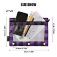 thumbnail image 3 of ALAZA 2 Pack Pencil Pouch Purple Checkered Grid Pattern Pencil Case for 3 Ring Binder Clear Window Pencil Bag Organizers, 3 of 6
