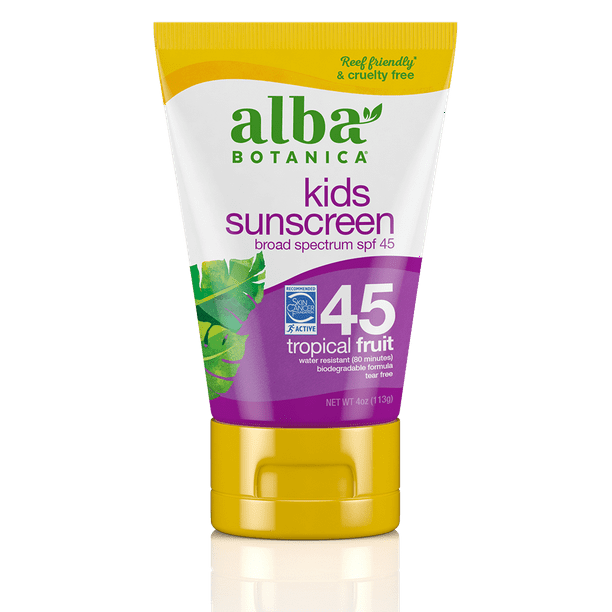Alba Botanica Kids Sunscreen Lotion Spf 45, Tropical Fruit, 4 Oz. - Walmart.com