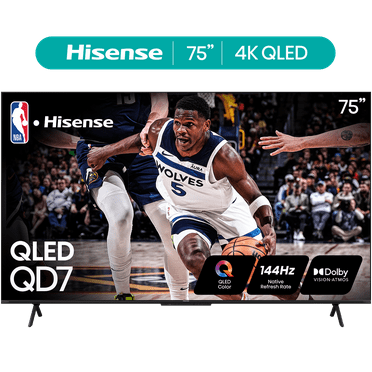 Hisense 75-Inch Class QD7N Series QLED 4K UHD Google Smart TV (75QD7N, 2024 Model) - QLED, Native 144Hz, Motion Rate 240, Dolby Vision Atmos, Direct Full Array, Game Mode Pro, Voice Remote