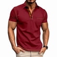 thumbnail image 2 of Men's Short Sleeve Henley Pullover Light Weight Tee Shirts Button Shirt Top for Summer Casual Wine Red L, 2 of 9
