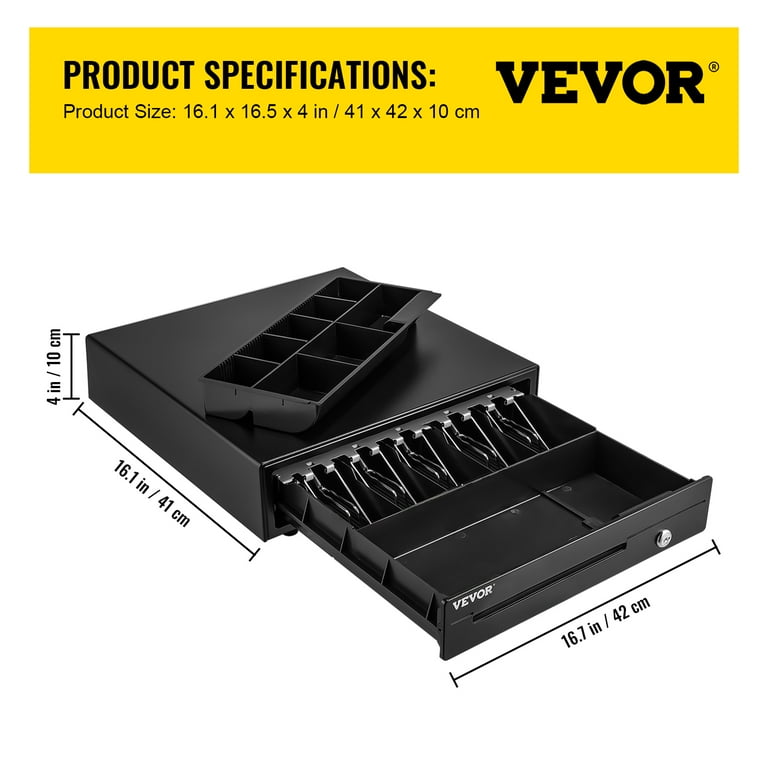 Caisse enregistreuse à proximité POS, caisse Cashbox, 5 billets, 5 pièces  de monnaie, interface RJ11 avec système de verrouillage intelligent