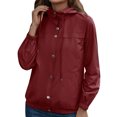 thumbnail image 5 of Chaqueta Gibobby Ligeras Largas Impermeable de Manga Larga para Mujer con Capucha Vino XL, 5 of 5