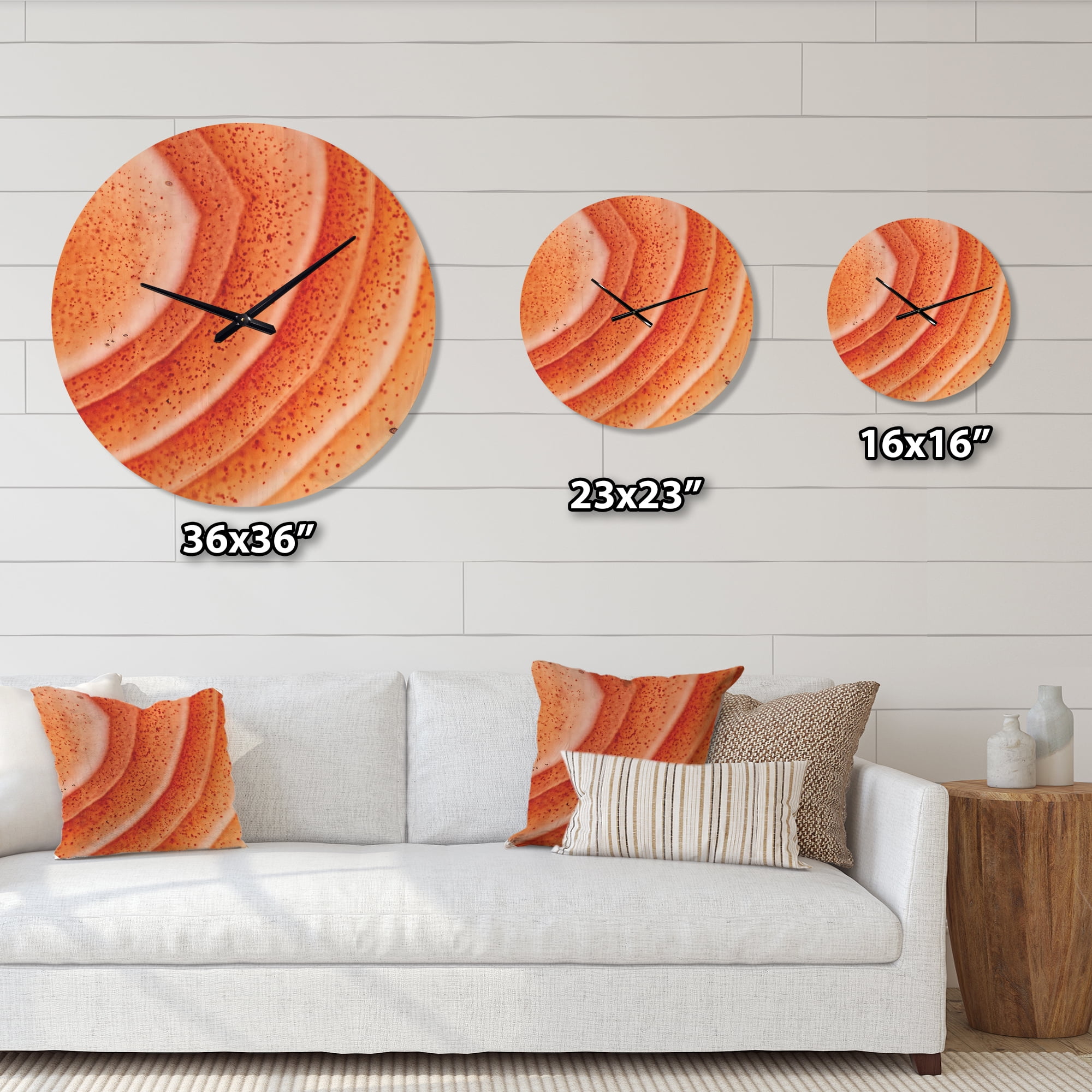 Designart 'Kazakhstan Red Macro Agate ' Modern Wood Wall Clock