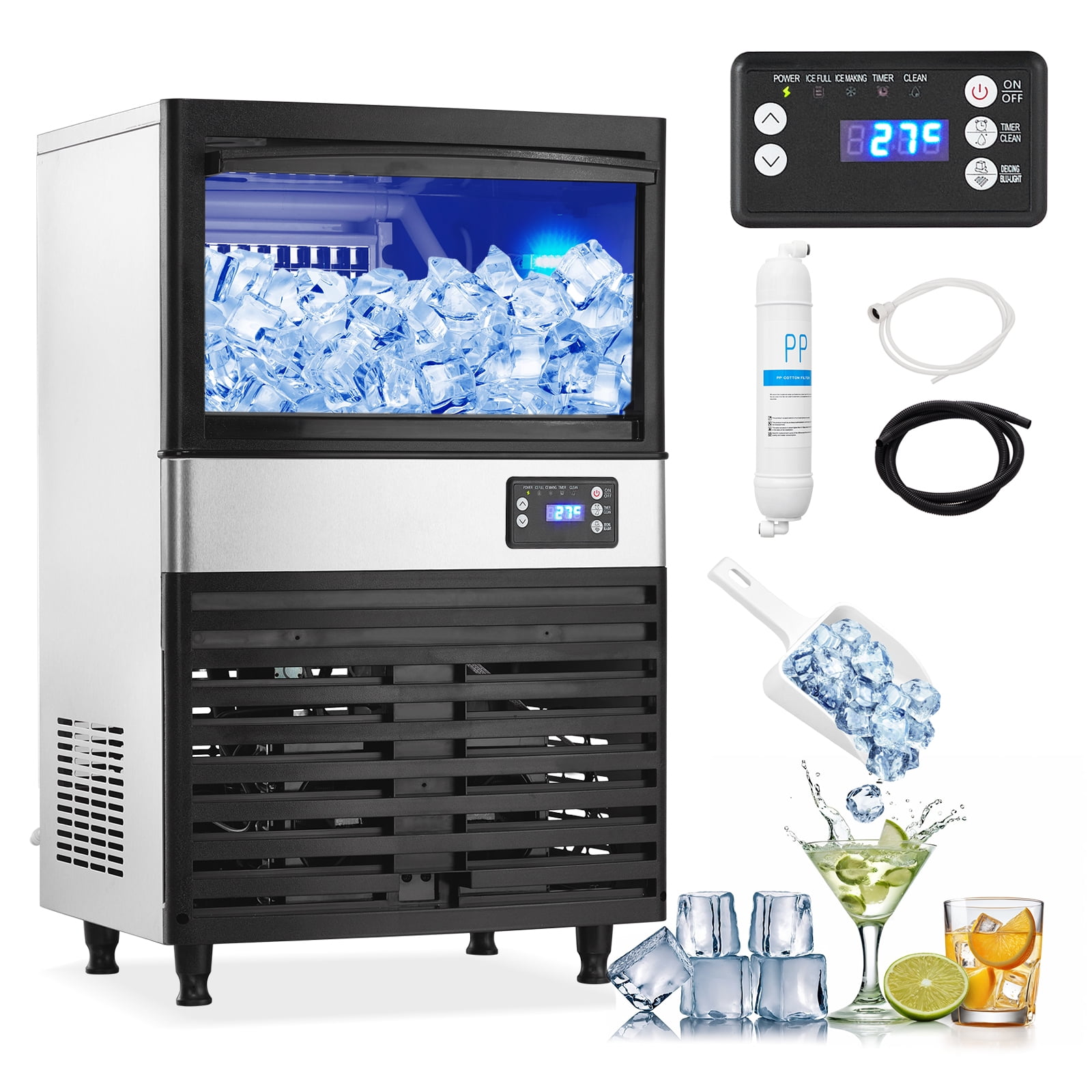Commercial Ice Maker Machine 110LBS/24h 176LBS/24h 440LBS/24h, Freestanding Countertop Ice Makers for Home Bar Restaurant Café