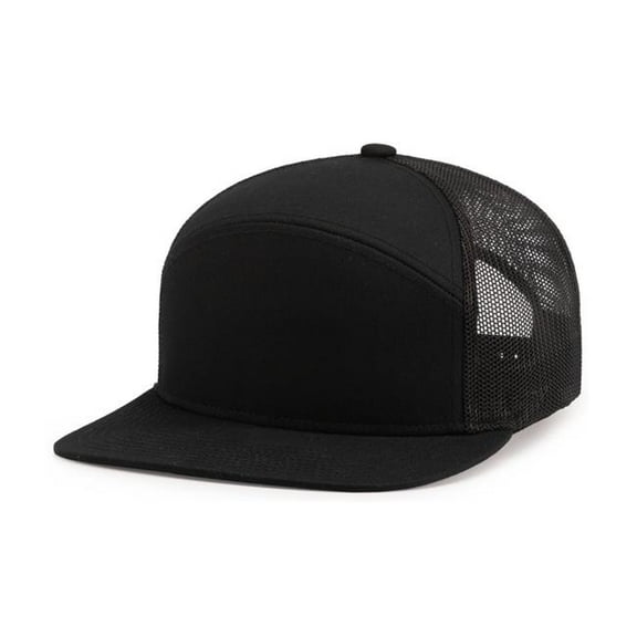 Pacific Headwear P787.080.OS 6-Panel Arch Trucker Snapback Cap, Black - One Size