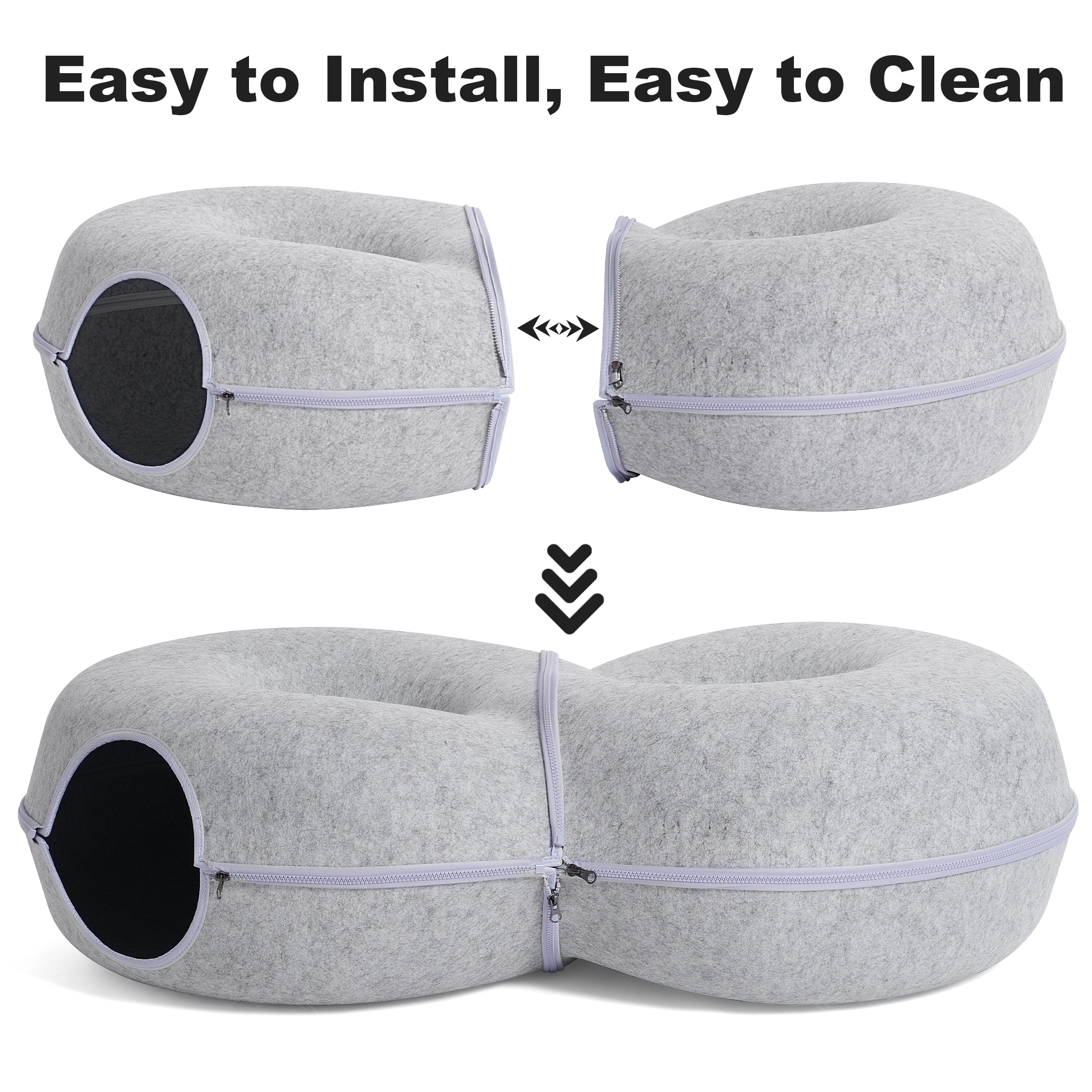 DOOKRON 8-Shaped Large Cat Tunnel Bed,  Peekaboo Cat  Cave