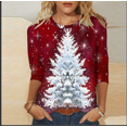 thumbnail image 1 of Jienlioq Hauts Grande Taille pour Femmes Mode T-Shirt Décontracté Imprimé Col Rond Manches 3/4 Blouse Remise, 1 of 1