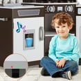 thumbnail image 5 of Toddler Play Kitchen Corner Wooden Pretend Kids Toys Playset Gift with Realistic Lights & Sounds, Water Dispenser, Microwave Oven, Phone, Sink, Cooking Accessories, 5 of 8