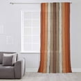 thumbnail image 3 of Burnt Orange Brown Semi Sheer Curtains Drapes for Living Room, Bedroom, French Doors Window 45 Inches Long, Farmhouse Vintage Wooden Rod Pocket Chiffon Curtain Drapery Voile Draperies Panel, 3 of 6