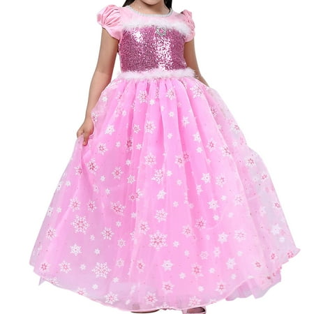 Little Girls Princess Aurora Costume Halloween Party Dress Up