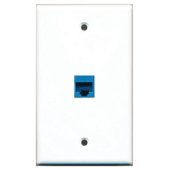 RiteAV - 1 Port Cat6 Ethernet Blue Punch Down Jack Wall Plate, Cat5, 5E and Cat6 Compatible, Supports T568A/568B Wiring - 1 Pack