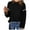 Black, variant on Youyipin Long Sleeve Shirts for Women Sweaters for Women Fashion Solid Crewneck Loose Fit Long Sleeve Contrast Cable Knit Pullover Sweater Jumper Tops ﻿