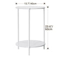 thumbnail image 4 of 2 Tier Side Table, Faux Marble Texture Round End Table, Metal Accent Table for Small Spaces Bedside Table Night Stand for Indoor Outdoor Home Living Room Bedroom, 4 of 8