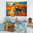 thumbnail image 3 of Boat At The Lake During Evening Glow VII 32 in x 16 in Framed Painting Canvas Art Print, by Designart, 3 of 4