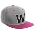 thumbnail image 1 of Daxton Classic Snapback Hat Custom A to Z Initial Varsity Letters, Light Grey Hot Pink Hat White Black Letter W, 1 of 2