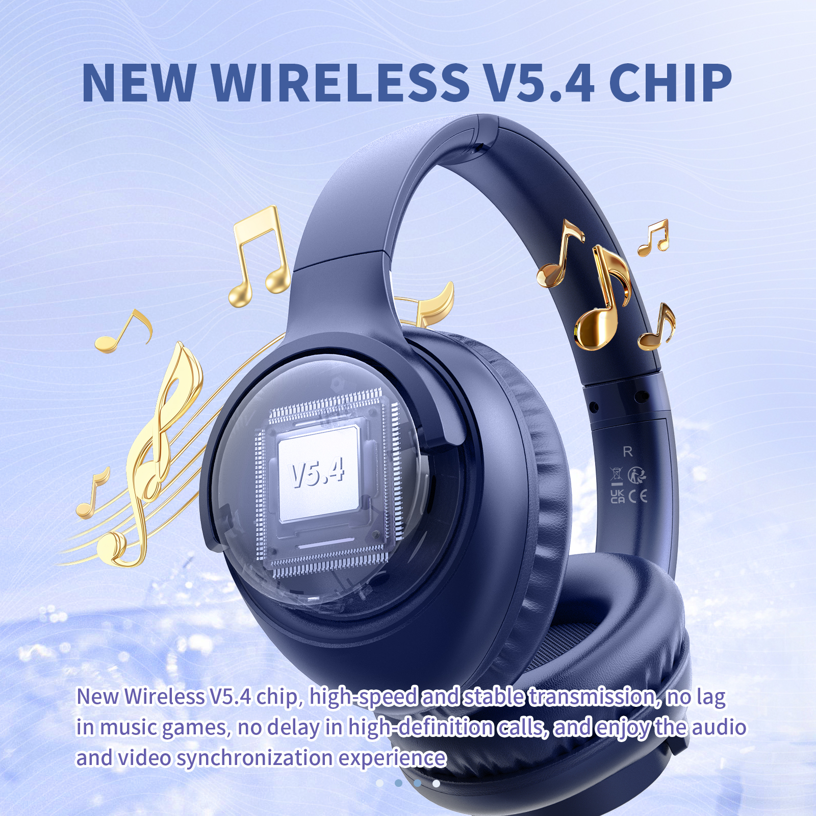 KVIDIO Wireless Over-Ear Headphones, Blue photo 5