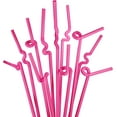 thumbnail image 1 of Tall Extra Flexible Bendy Plastic Drinking Straws - Extends to Nearly 13 Inches (250, Pink), 1 of 3