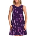 thumbnail image 1 of Bixox Robe Sans Manches à Imprimé Flocons de Neige Violette pour Femmes avec Poches, Robe Décontractée Longueur Genou pour l'Été-Moyen, 1 of 7