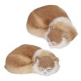 thumbnail image 4 of Decorative Sleeping Cat Figurine, Soft Collectible Plush Sleeping Cat Model Furry For Office, 4 of 7