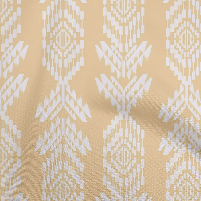 oneOone Cotton Silk Light Beige Fabric Aztech Craft Projects Decor Fabric Printed By The Yard 42 Inch Wide
